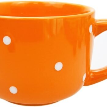 Large Ceramic Coffee Mug Polka Dot Milk Cup Tea Cup Jumbo Mugs Soup Bowl with Handle for Couple 15oz(Colorful)