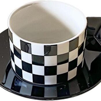 Coffee Mug with Saucers, Ceramic Coffee Cups, Tea Cups and Saucers, Modern Style, 250 Ml, for Coffee, Tea, Drinks,1