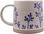 Handmade Ceramic Coffee Mug, 16 oz Coffee Cup, 450 ml | Heavy Mug Ideal for Green Tea or Coffee| Large Coffee Mug | Hand Painted Floral Design Pottery Mug | Cute Coffee Mugs for Women | Latte Mugs