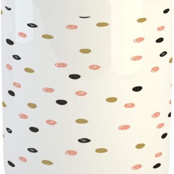 Pink Polka  Mug, Doodled Hand Drawn Strokes Backdrop Elements, Ceramic Coffee Mug Cup for Water Tea Drinks, 11 oz, Blush Charcoal
