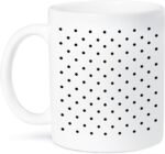 "Black polka dot pattern on white small  stylish cute 50s classic" Ceramic Mug, 15 oz, White