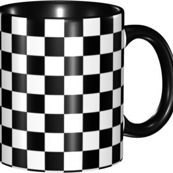 Black and White Race Checkered Coffee Mugs 11Oz Ceramic Mug Tea Cups for Drinking Home Office Party