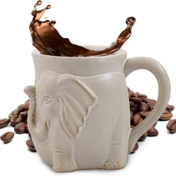 20 oz Elephant Tea Mug, Large Ceramic Coffee Mug, Cute 3D Elephant Design, Unique & Creative Mug for Coffee, Tea, Hot Cocoa, and More