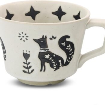 Ceramic Coffee Mug, 12 oz Novelty Unique Teacup with Large Handle, Stoneware Cup for Tea Mocha Latte Cappuccino Espresso (Fox)