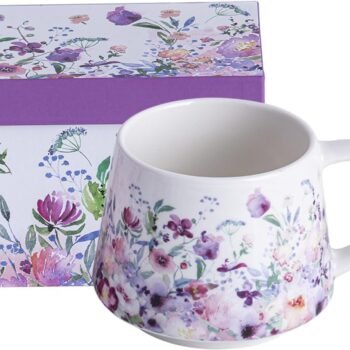 Ceramic Travel Mug Porcelain Coffee Cups With Handle and Gift Box 12 oz