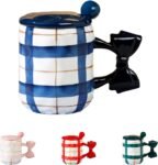 Bow Mug, Ceramic Coffee Mug with Bow Handle, 15 oz, Dishwasher and Microwave Safe, Elegant Bow Tie Design for Home, Office, or Gifting, Blue