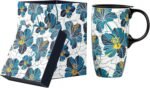 Ceramic Coffee Mug Travel Coffee Ceramic Mug Ceramic Latte Teacup in Color Box 17 oz.,Blue Flowers